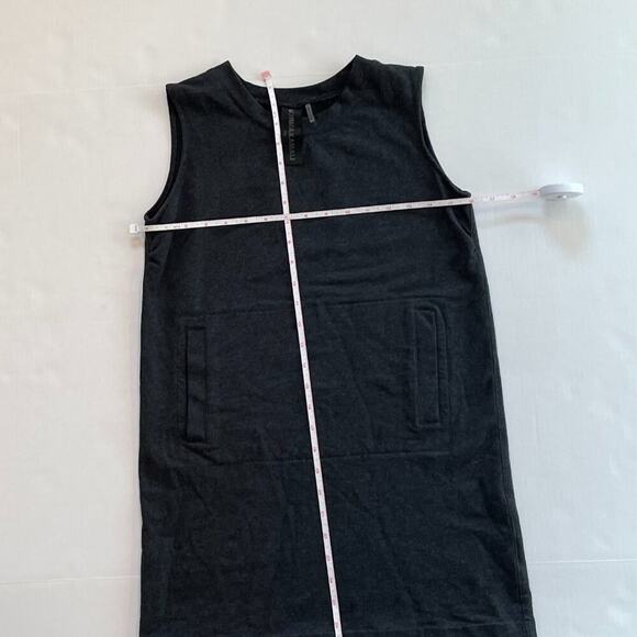 Norma Kamali Charcoal Gray Sleeveless Crew Neck Tunic/Top Kangaroo Pockets, S - Picture 10 of 12